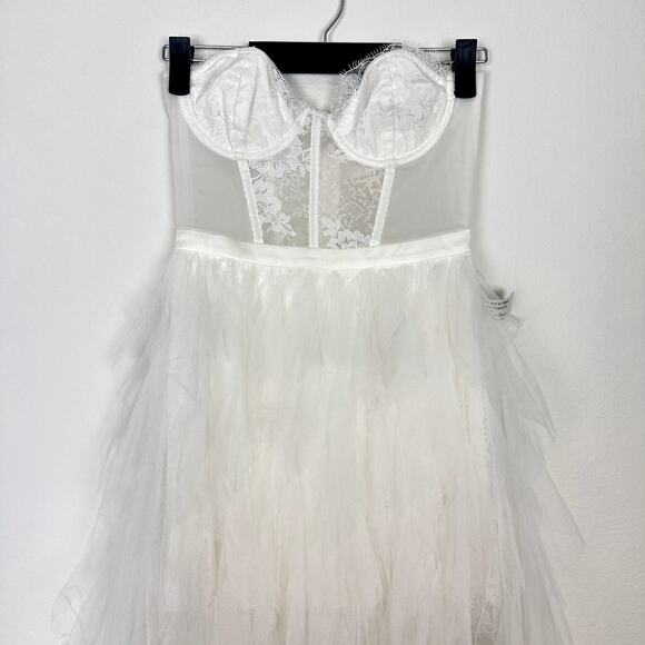 NWT For Love and Lemons White Bustier Formal Gown Tulle Bridal Wedding Dress - Picture 8 of 14